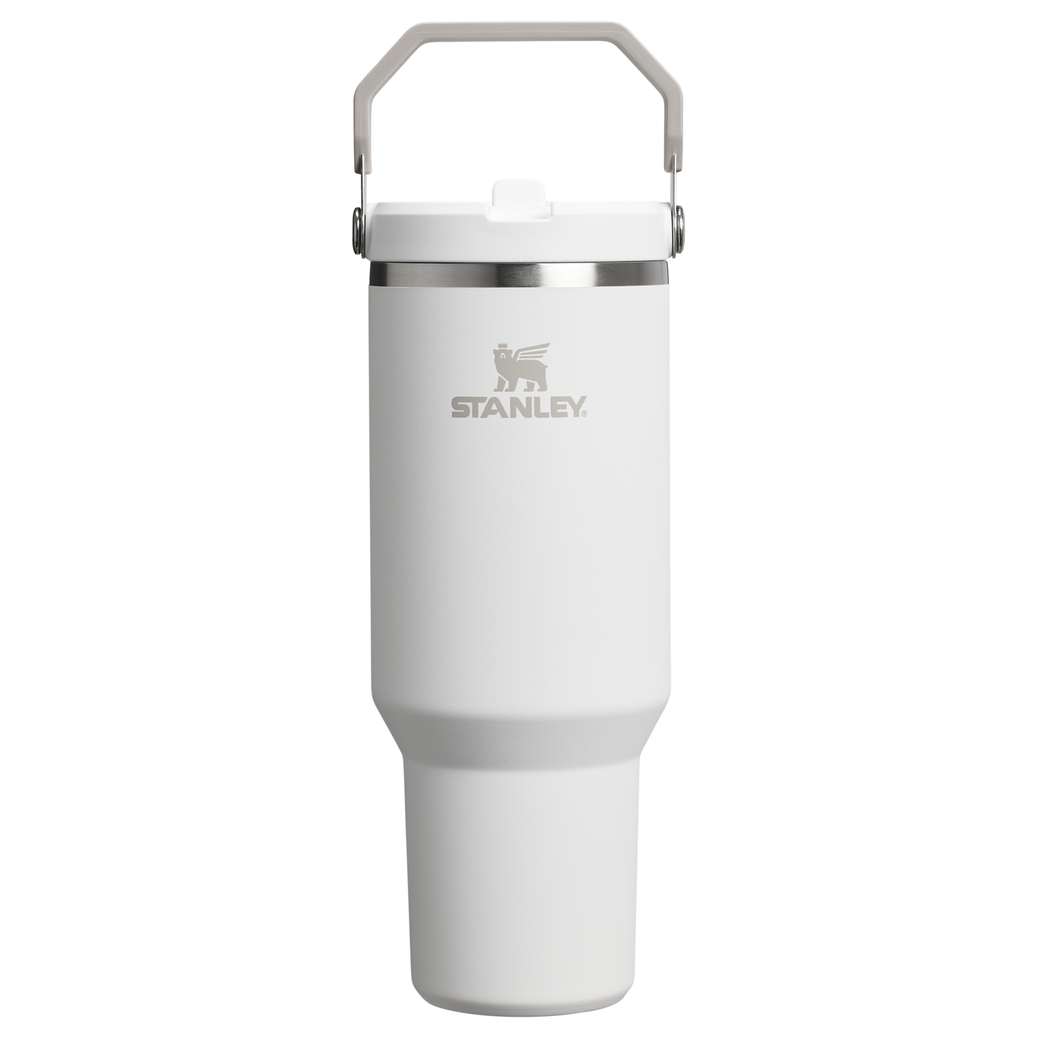 Stanley 40 OZ Ice Flow Flip Straw Insulated Tumbler In Frost White